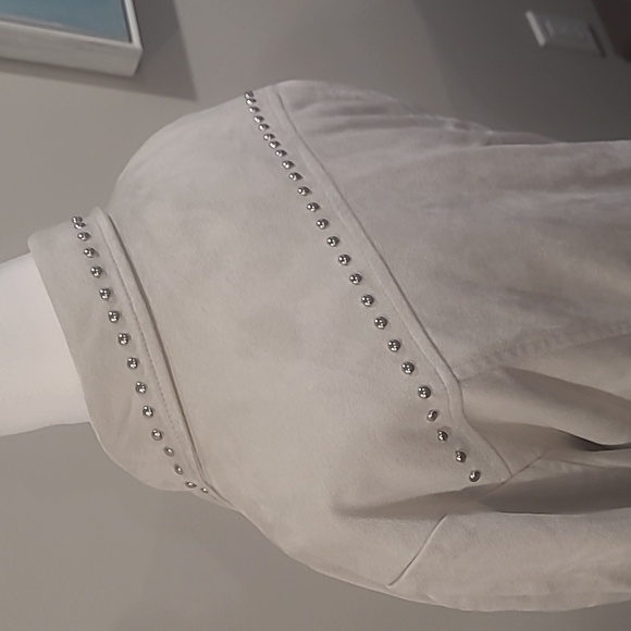 MANGO NEW CROPPED FRINGED STUDDED SUEDE JACKET MEDIUM - Picture 9 of 12